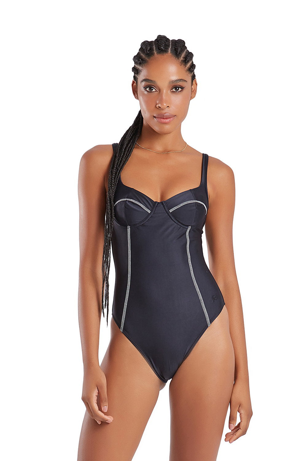 Model Front: Blueman One Piece Swimsuits Maio Maragogi Preto
