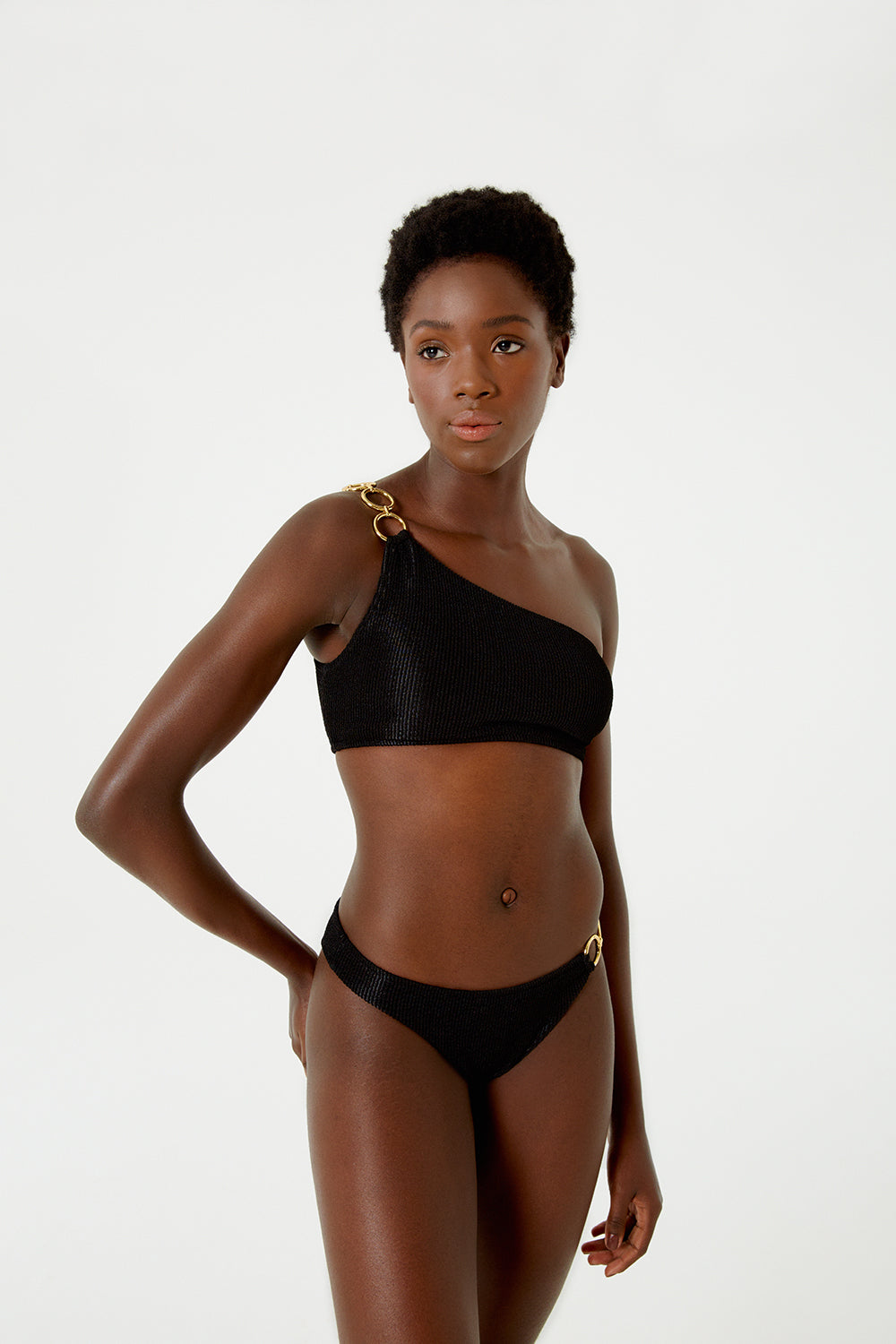 Image 03: Blueman Two Piece Swimwear Textura Wavy Shine Preto