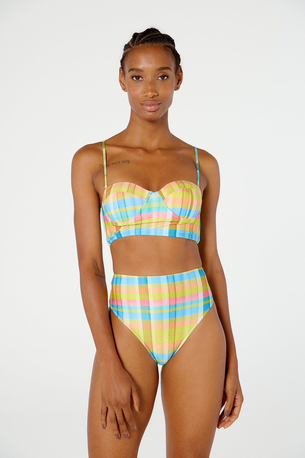 Model Front: Blueman Top Top Laise Hot Xadrez Candy