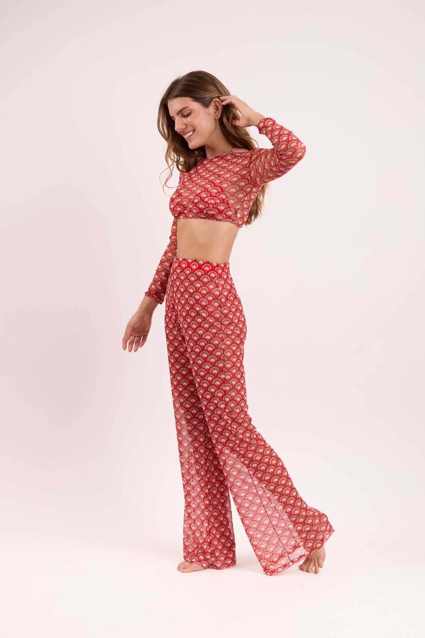 Image 03: Rio De Sol Beach Trousers Floral-Scales Pants Lana