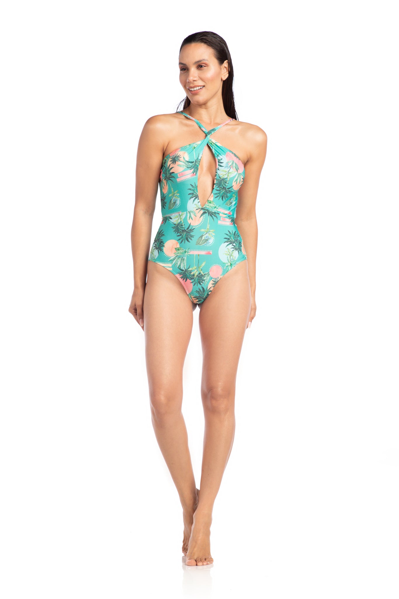 Model Front: La Playa One-Piece Multi Solar