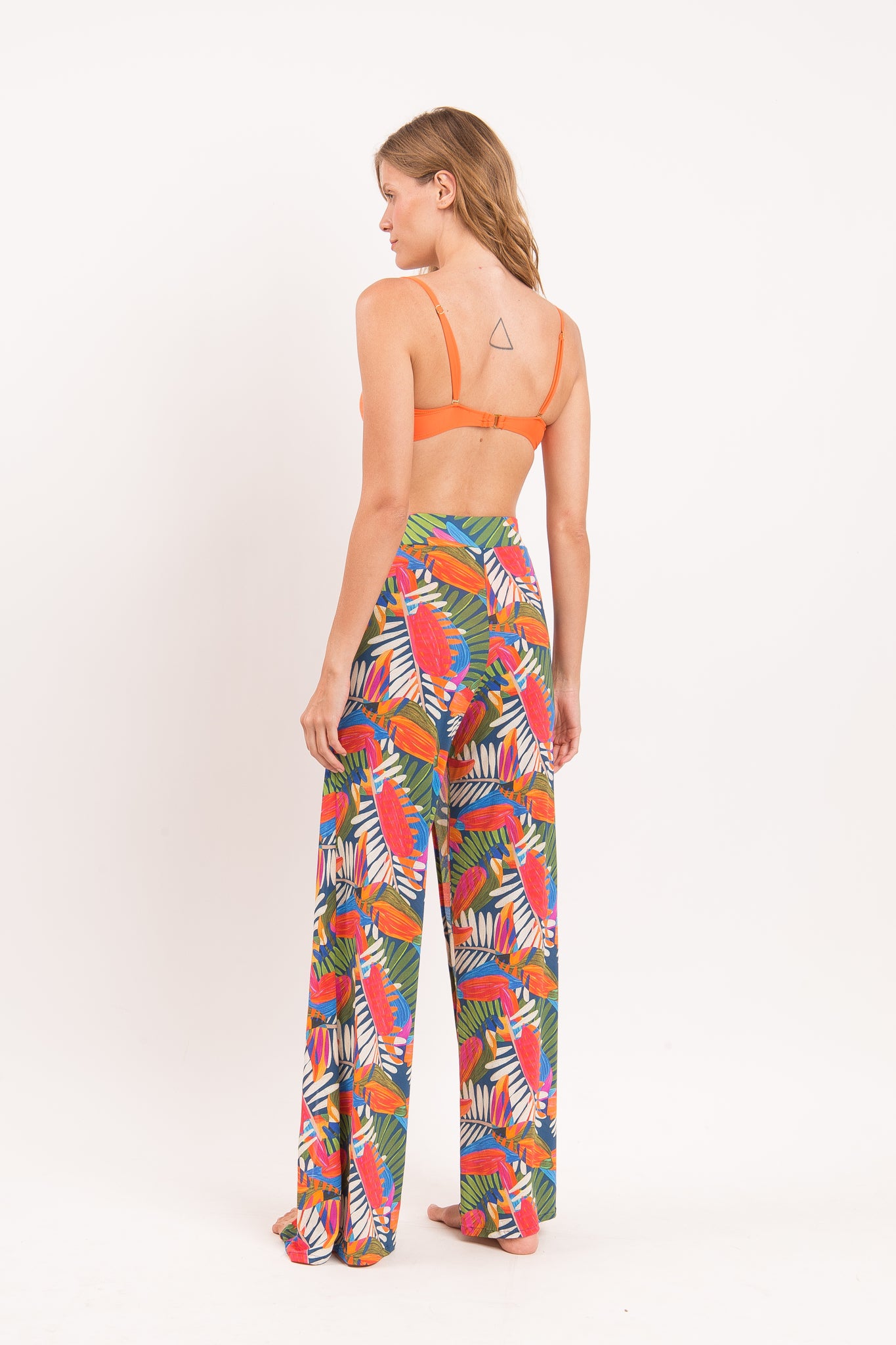 Model Back: Rio De Sol Beach Trousers Jungle Wide Pants