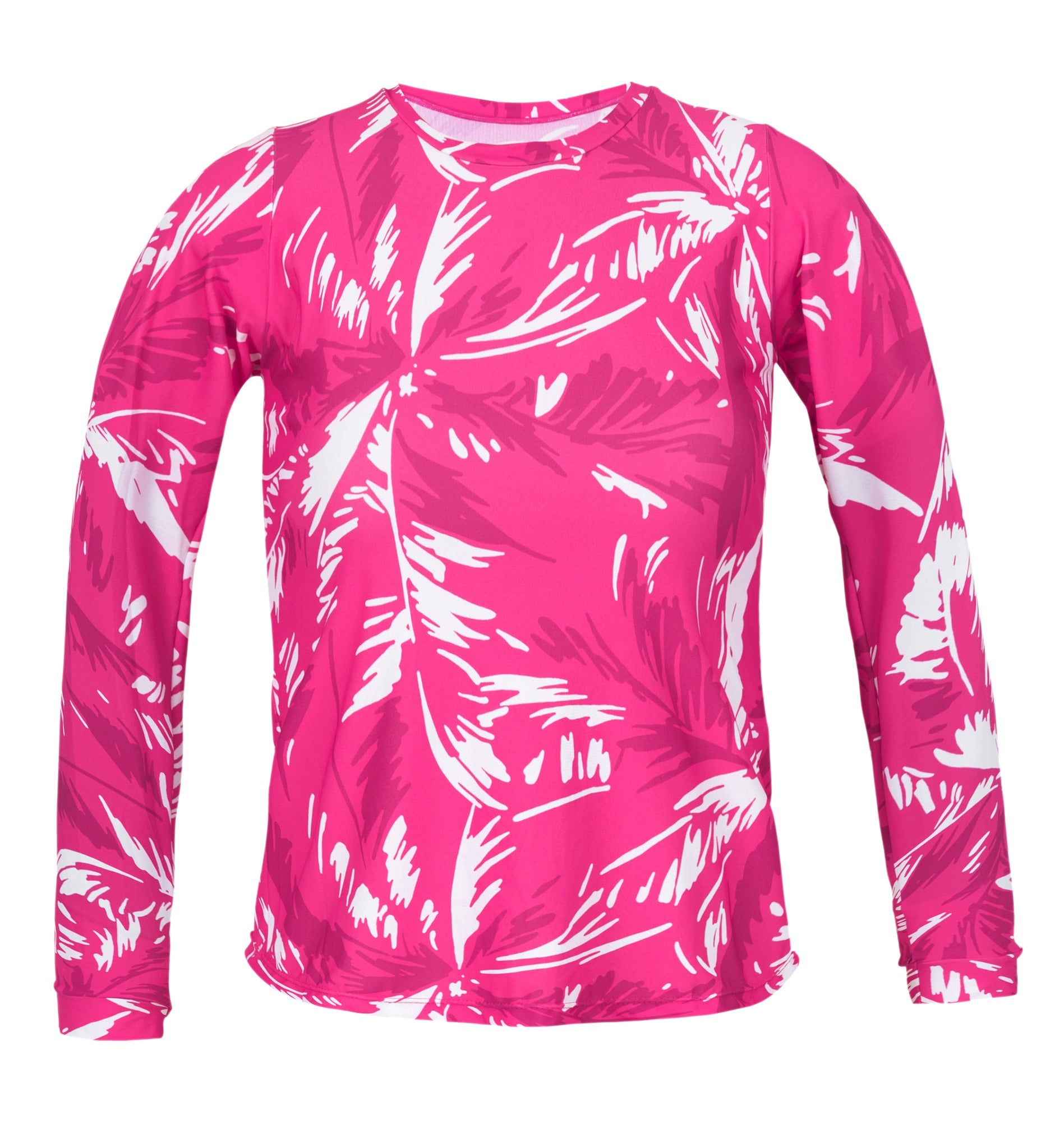 Product Front: Rio De Sol Top Top Pink-Palms Rash-Guard