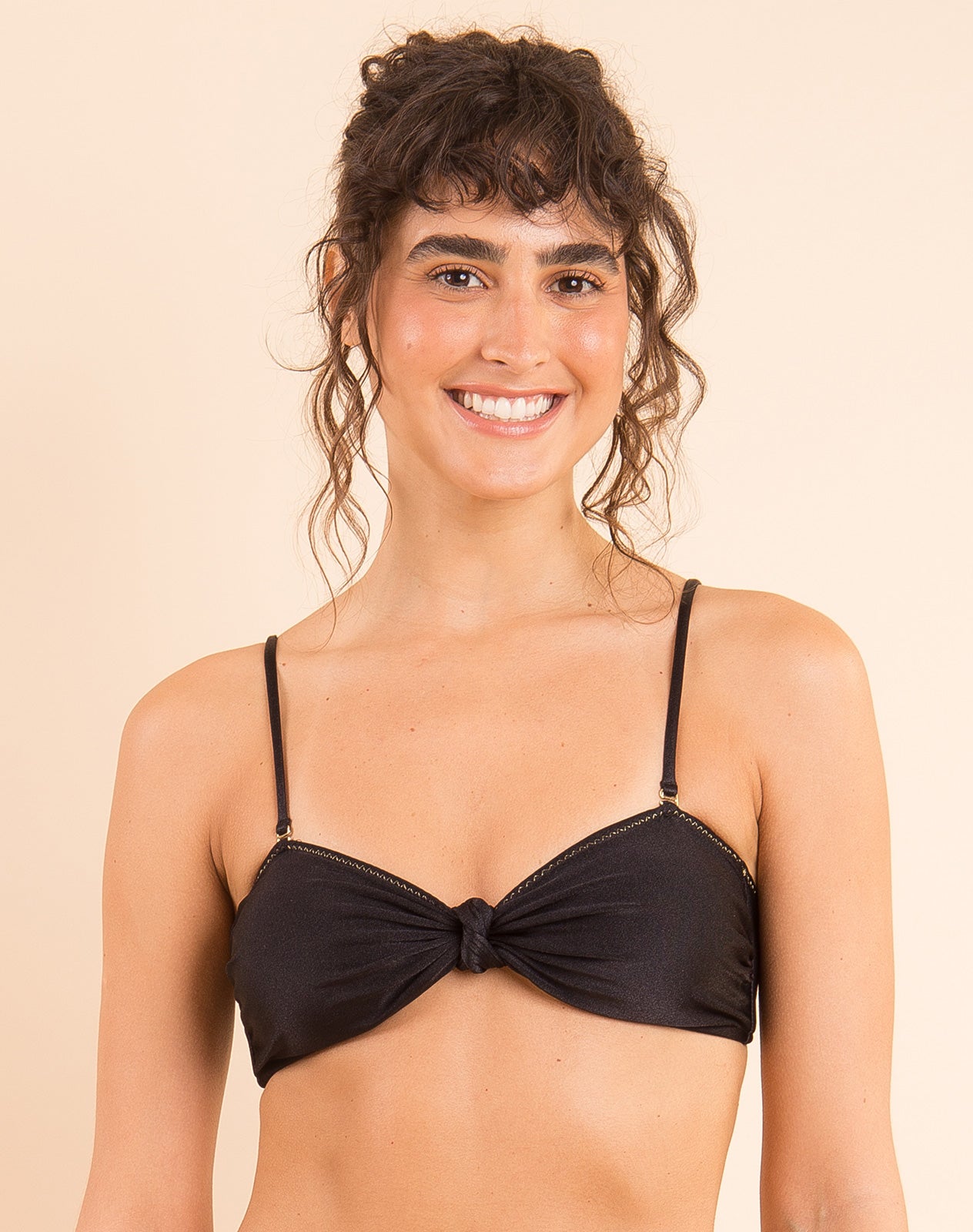 Image 11: Rio De Sol Top Top Shimmer-Black Bandeau-Joy