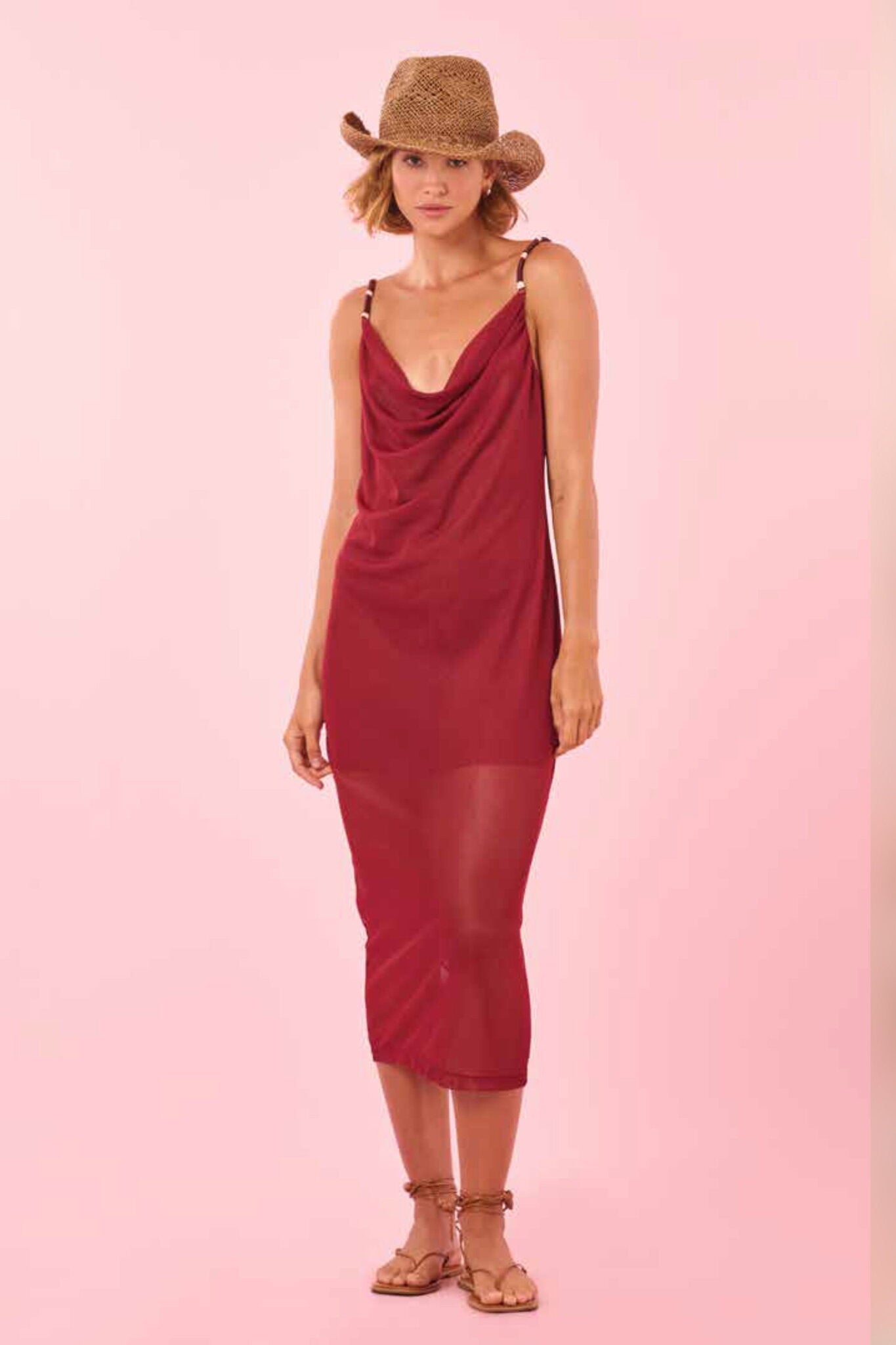 maxi dress thong Maxi Dresses - Midi Dress Tule Vinho