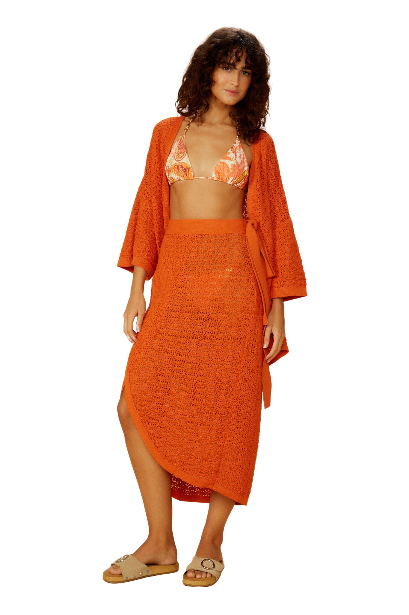 Image 03: Blueman Beach Skirt Laranja-Tricot Saia