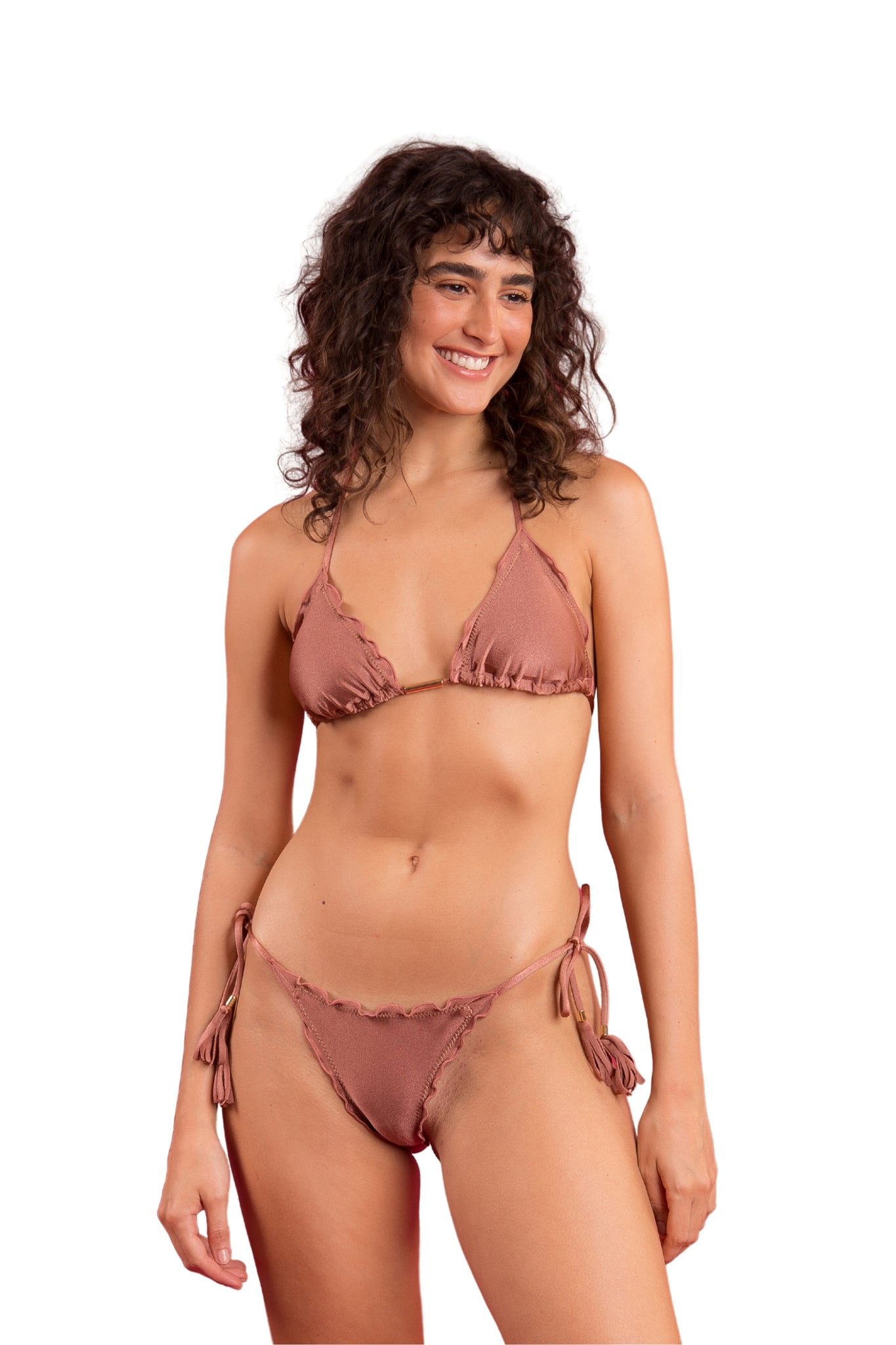 Model Front: Rio De Sol Bottom Bottom Shimmer-Copper Frufru-Fio