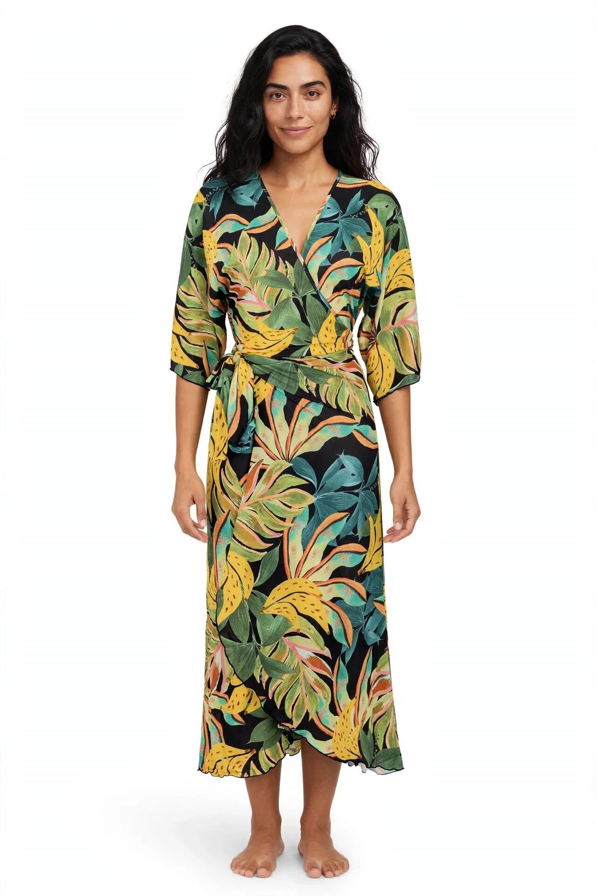 Model Front: La Playa Maxi Dresses Longo Borboleta Tropicool Preto