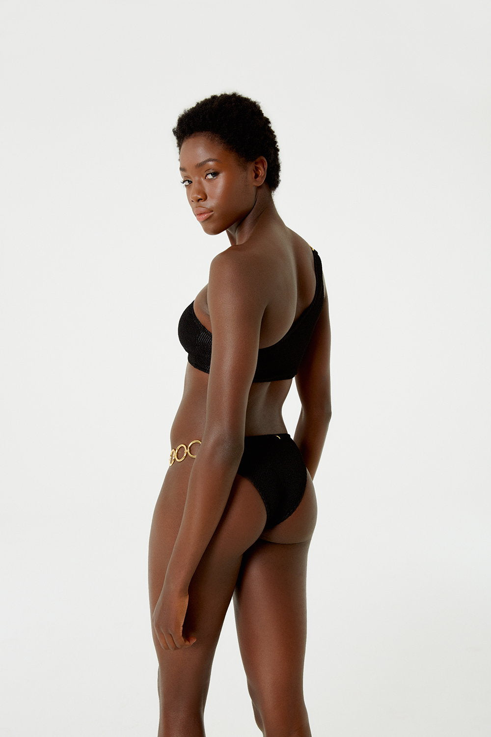 Image 03: Blueman Bikini Bottoms Bottom Textura Wavy Shine Preto