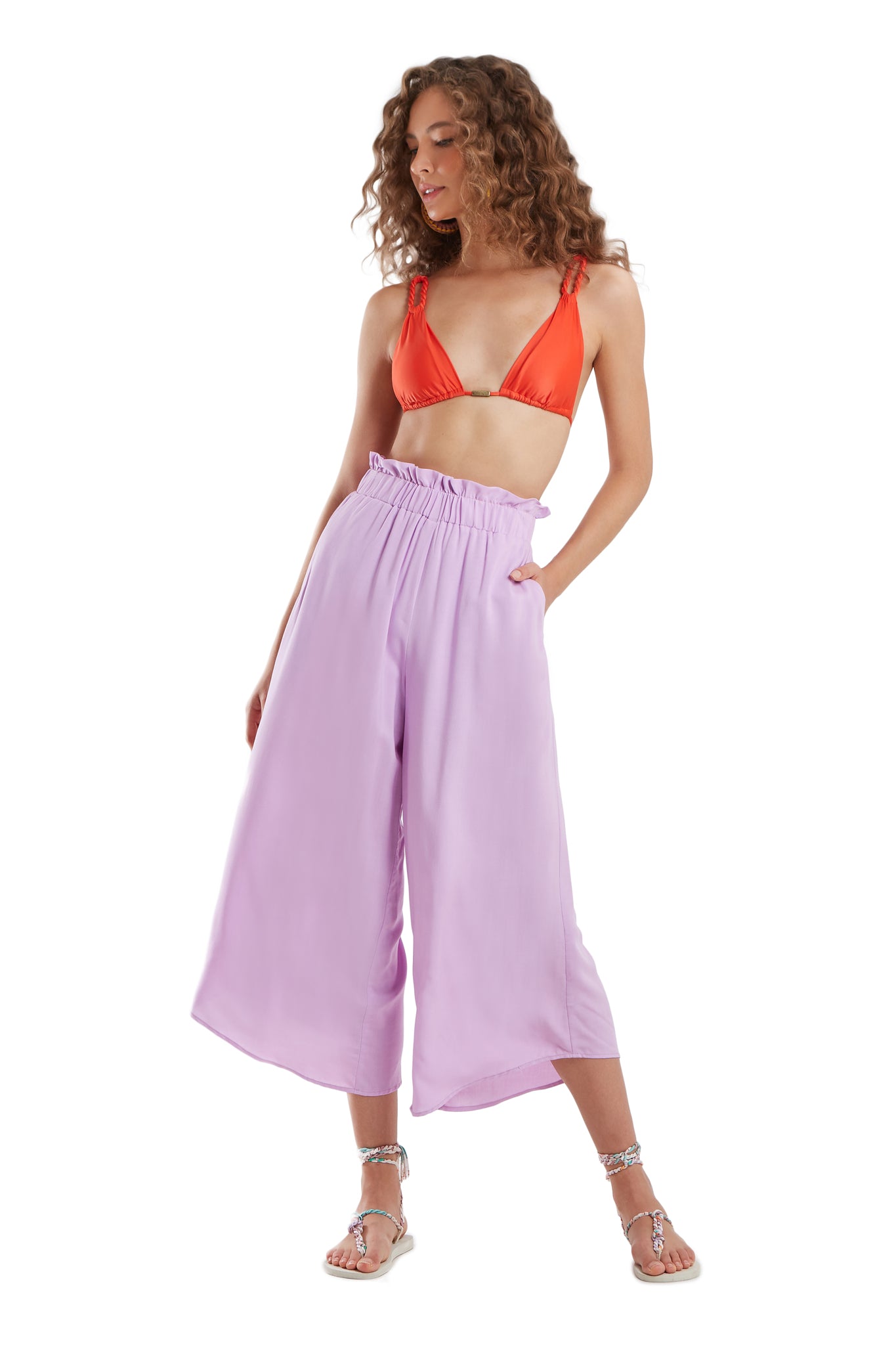 Image 03: Blueman Beach Trousers Calca Pantacourt Liso Roxo