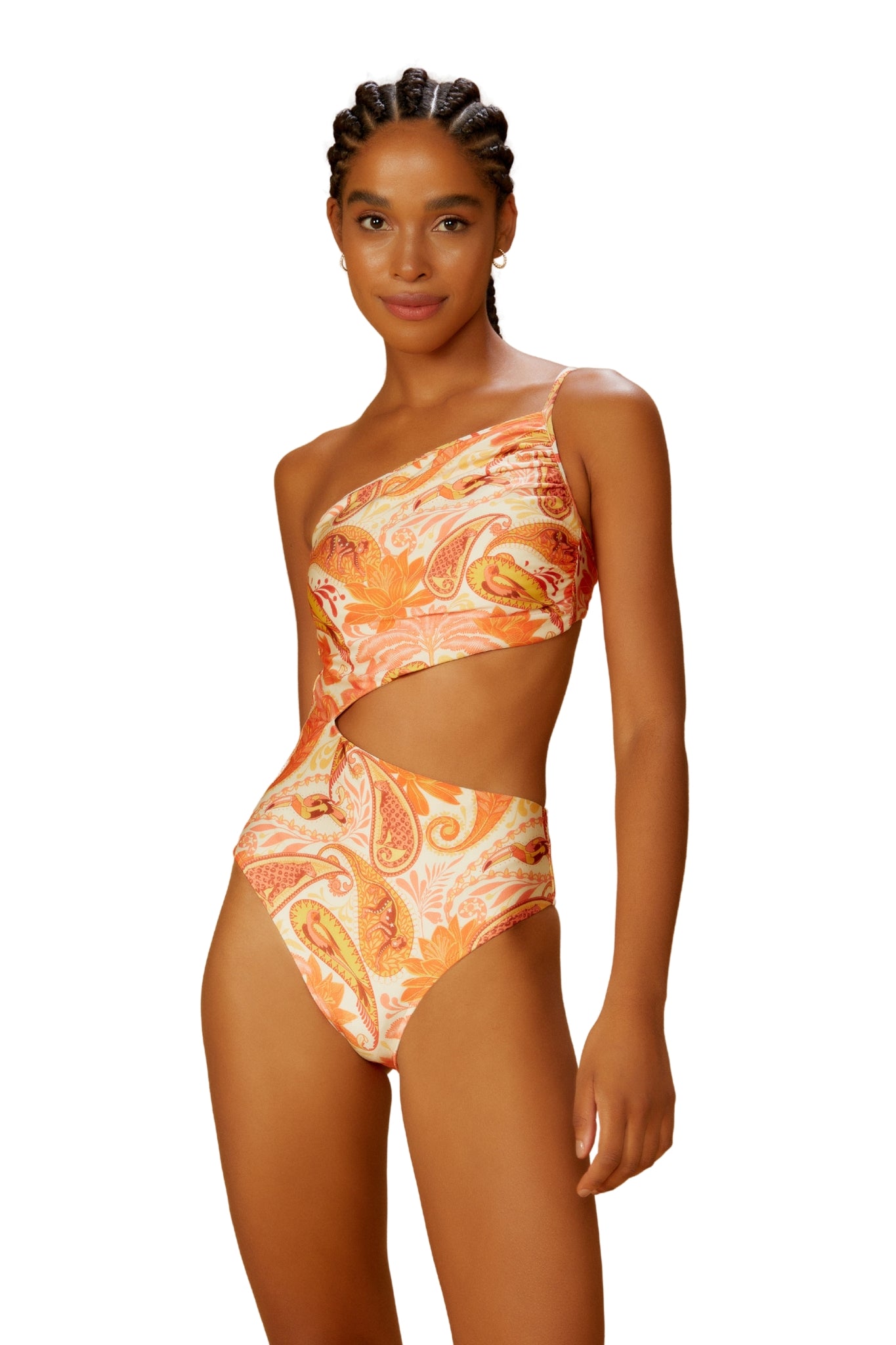 Model Front: Blueman One-Piece Maio Emma Florest Salmao