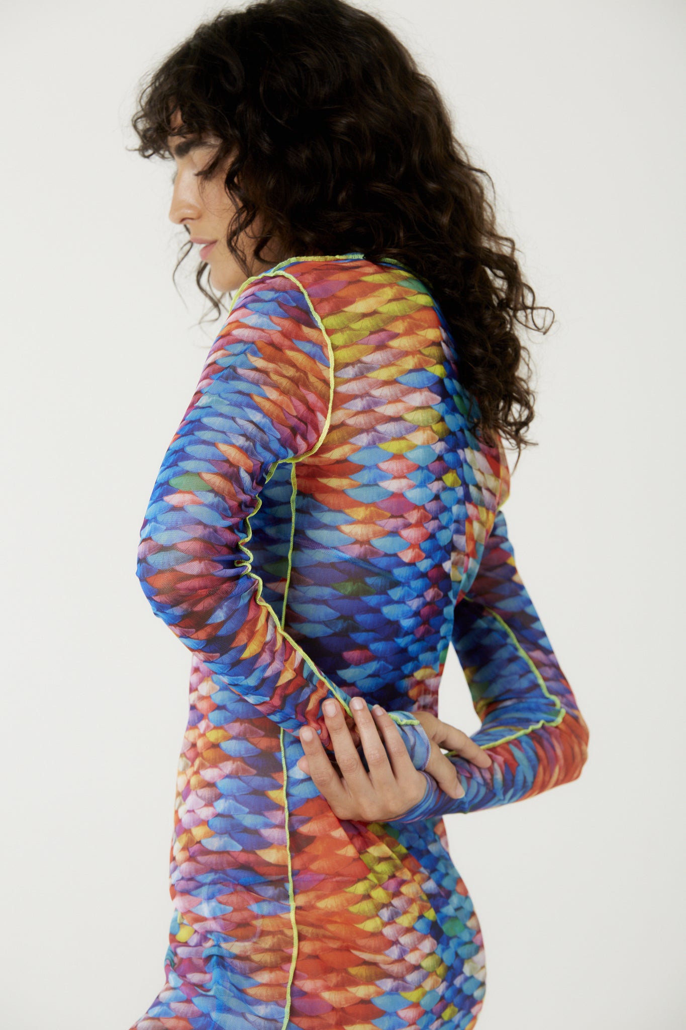 Image 03: Blueman Mini Dress Vestido Tule Manga Longa Escama