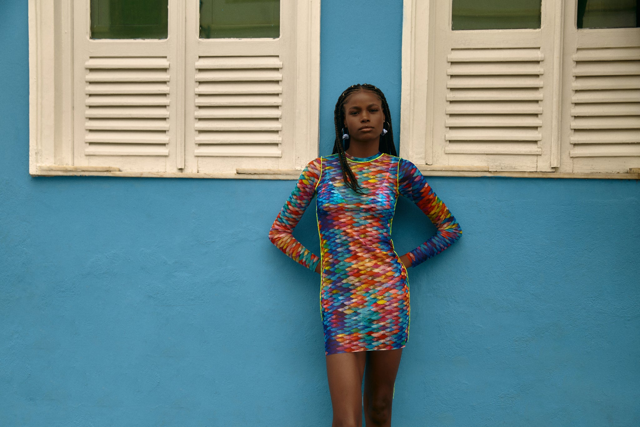 Image 09: Blueman Mini Dress Vestido Tule Manga Longa Escama