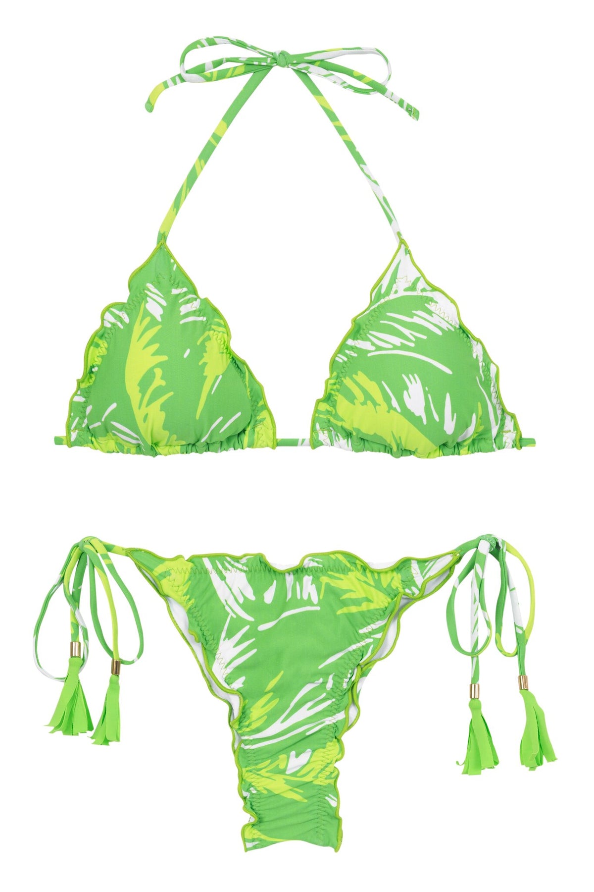 Product Front: Rio De Sol Two Piece Swimwear Set Green-Palms Frufru-Fio
