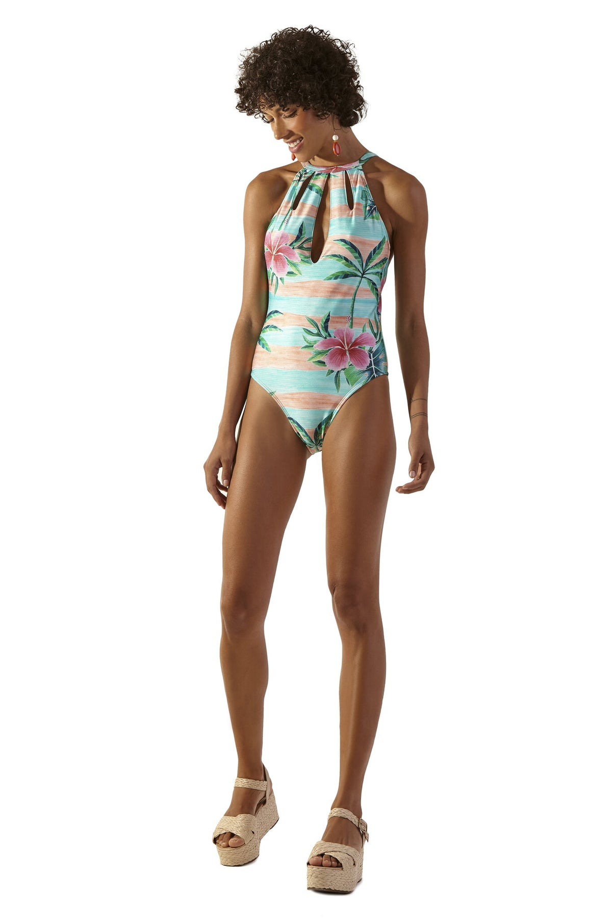 Model Front: Blueman One Piece Swimsuits Gotas Levemente