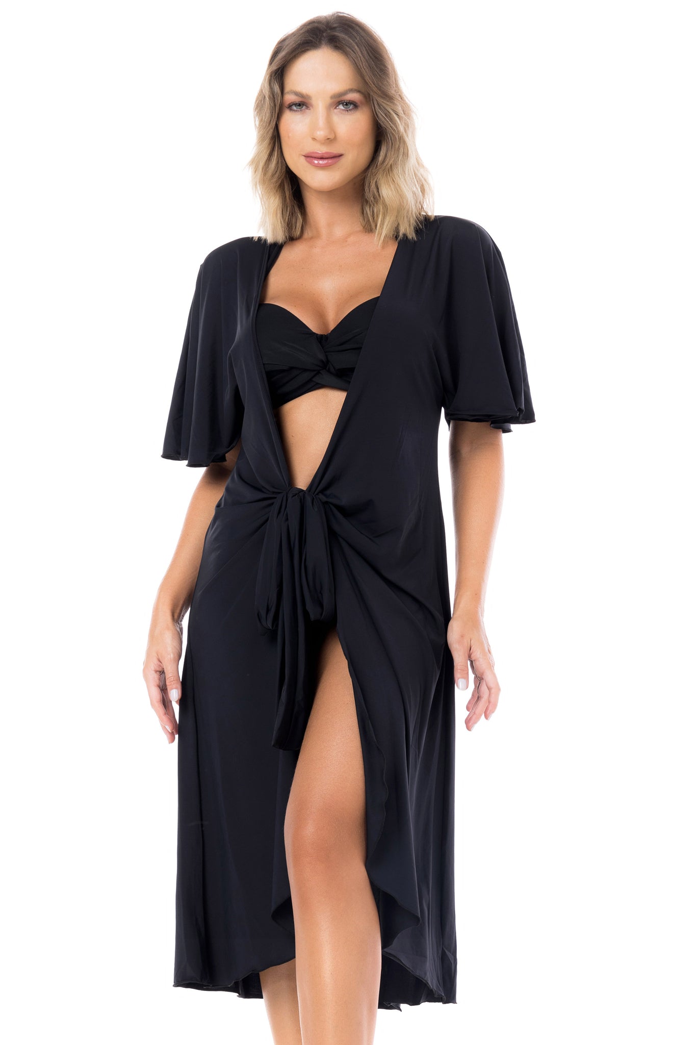 Gallery: La Playa Midi Dress Vestido Crepe Preto