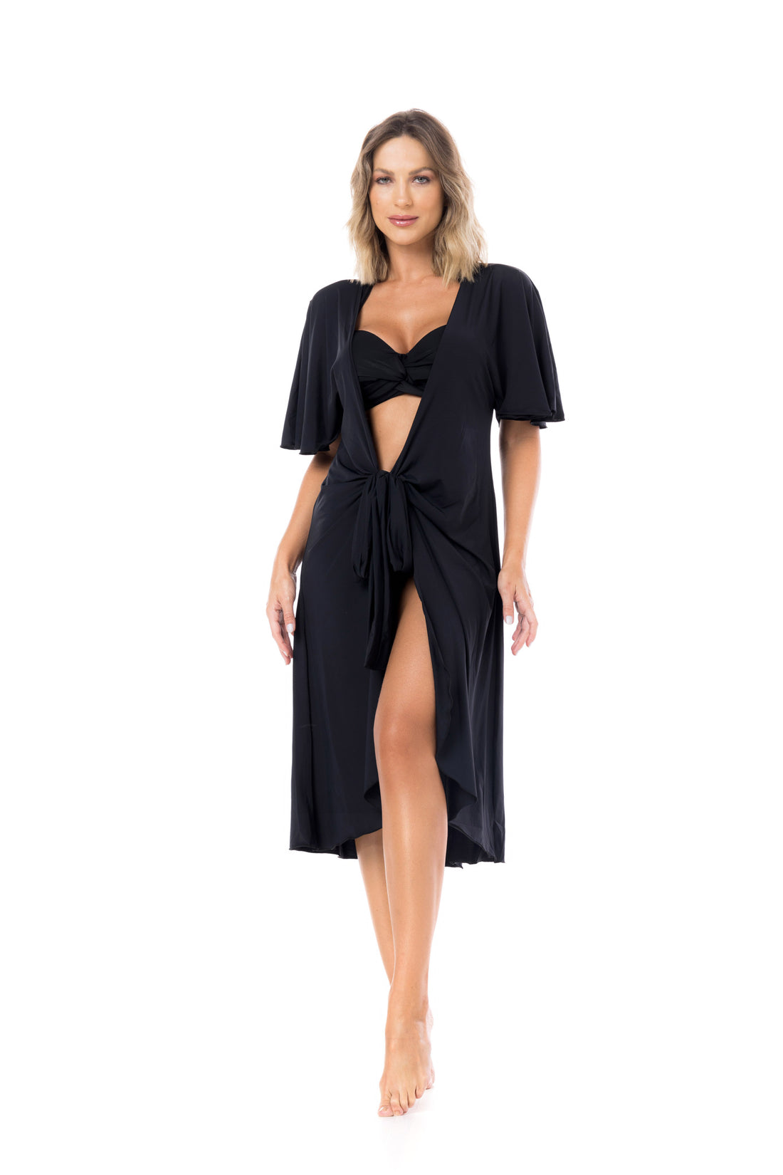 Model Front: La Playa Maxi Dresses Vestido Crepe Preto