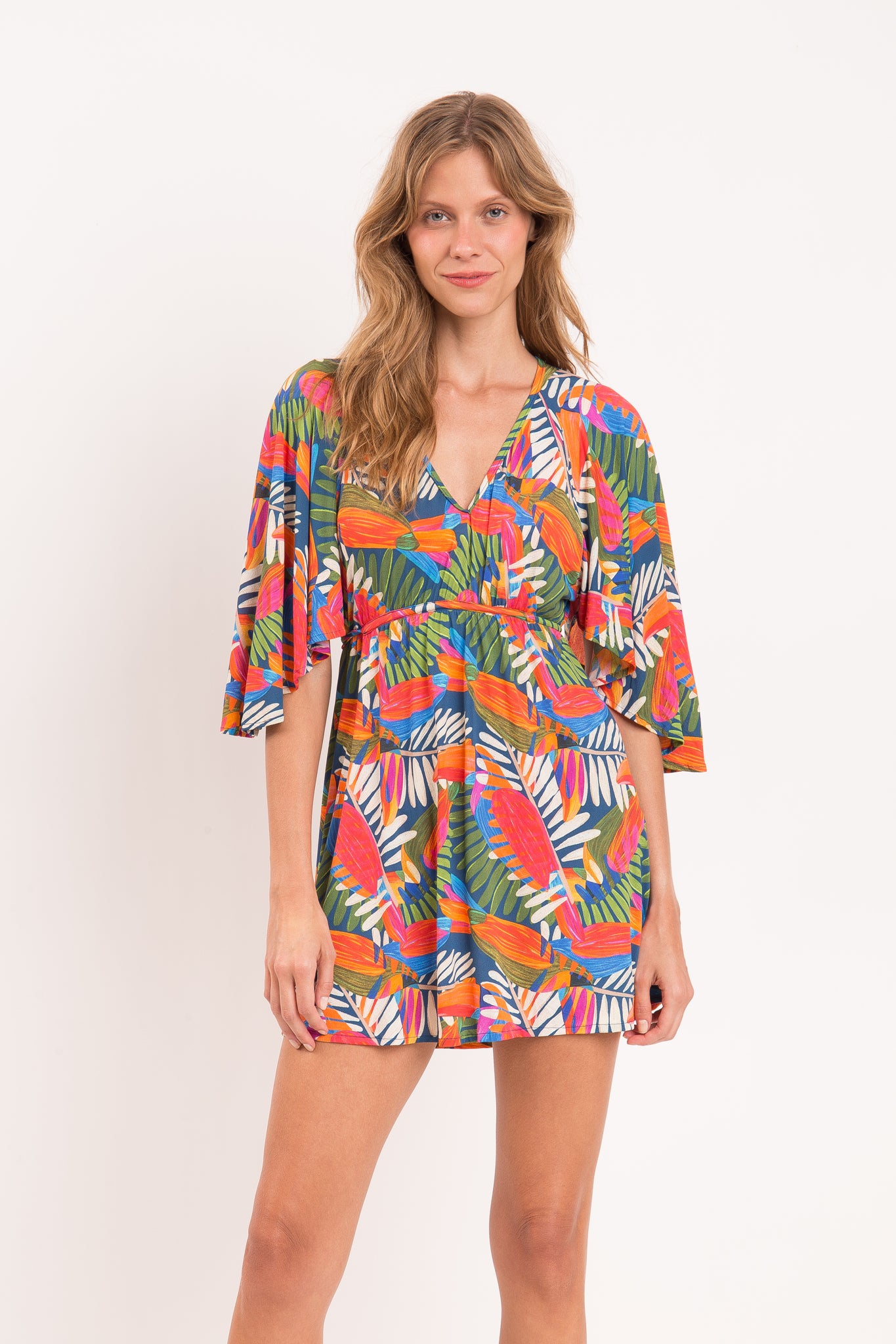 Model Front: Rio De Sol Mini Dress Jungle Mini Dress