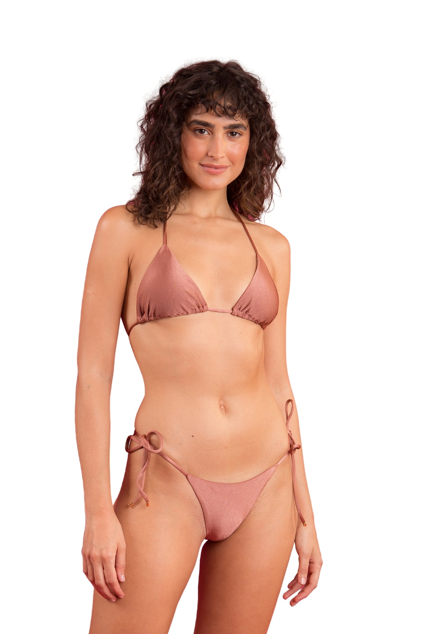 Model Front: Rio De Sol Set Set Shimmer-Copper Tri-Inv Cheeky-Tie