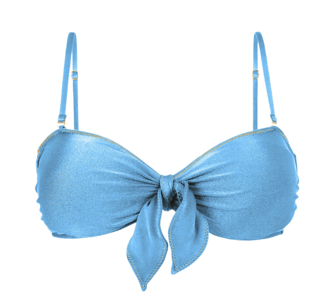 Product Front: Rio De Sol Bikini Tops Top Shimmer-Baltic-Sea Bandeau-Knot
