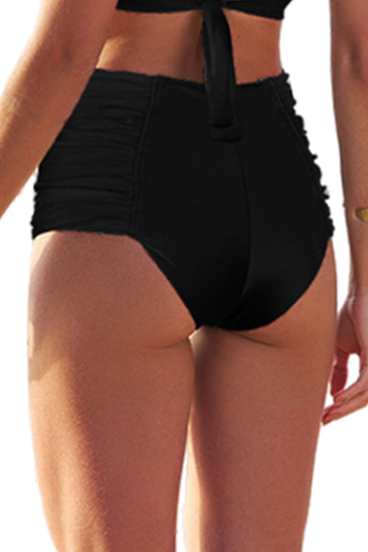 Image 04: Lua Morena Bikini Bottoms Bottom Encauchado Liso Preto