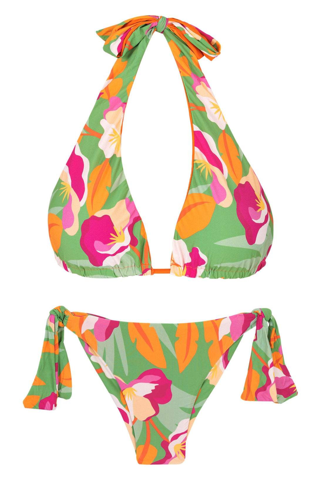 Product Front: Rio De Sol Two Piece Swimwear Set Green-Bloom Halter-Double Italy