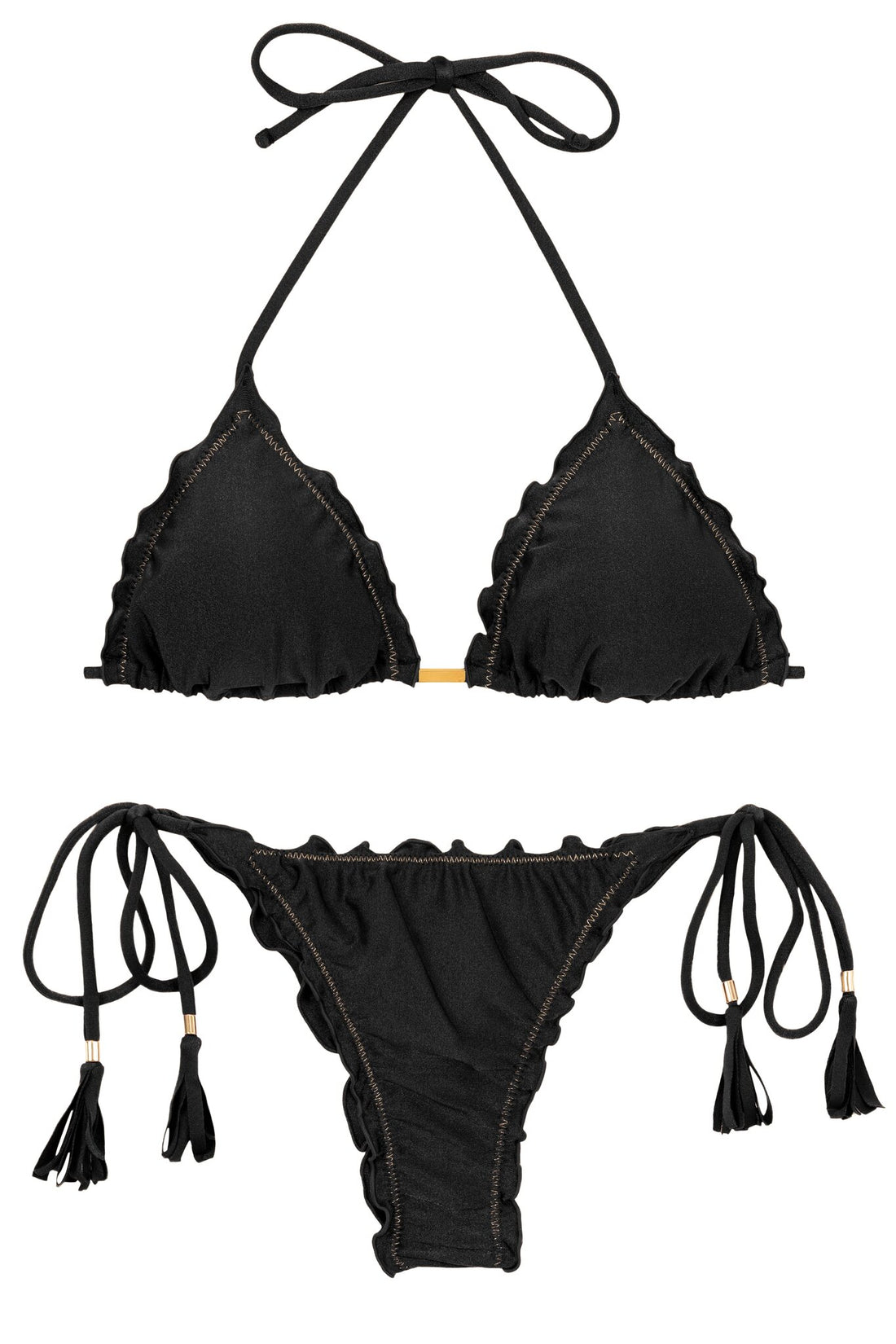 Product Front: Rio De Sol Two Piece Swimwear Set Shimmer-Black Frufru-Fio