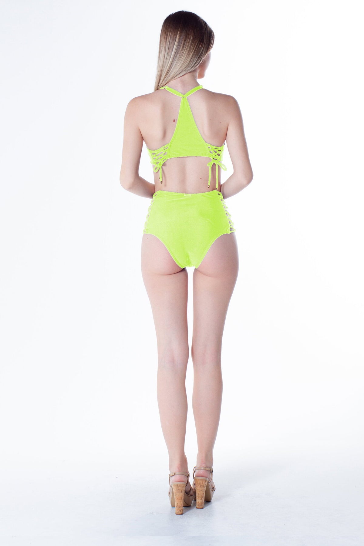 Image 04: La Playa Bikini Bottoms Bottom Tiras Cruzadas Neon Limao
