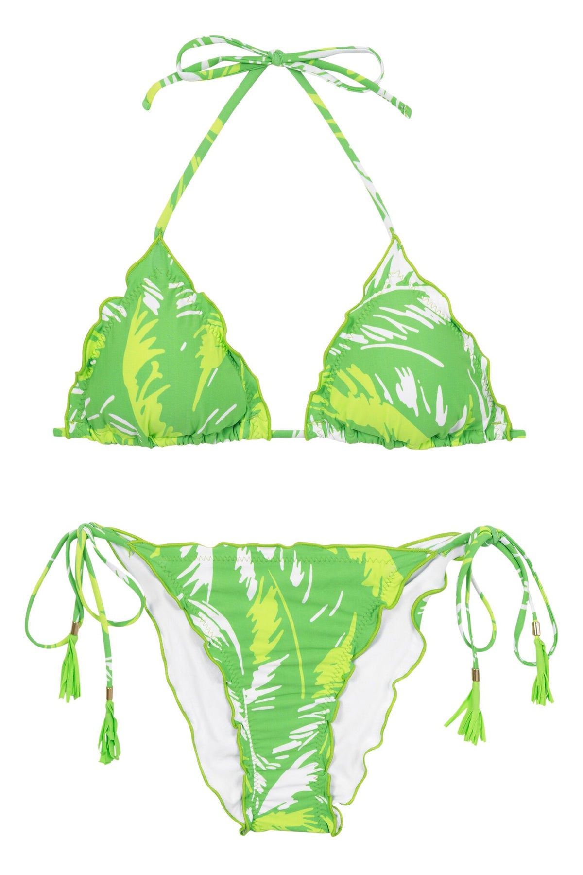 Product Front: Rio De Sol Two Piece Swimwear Set Green-Palms Frufru-Comfy
