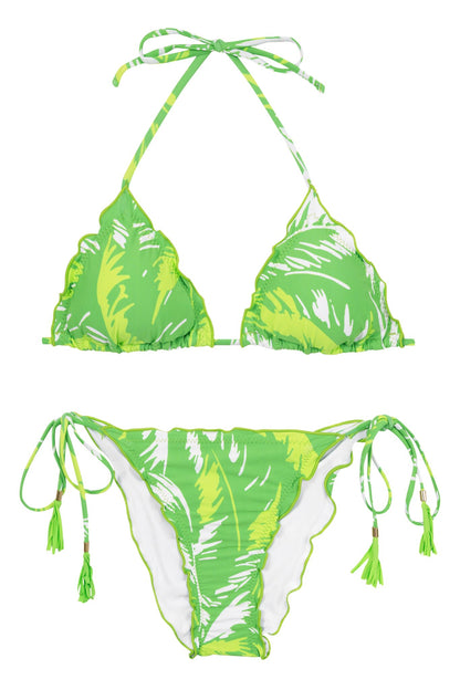 Product Front: Rio De Sol Two Piece Swimwear Set Green-Palms Frufru-Comfy