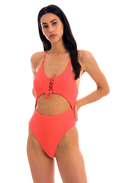 Model Front: Rio De Sol One-Piece Dots-Tabata Ivy Strap