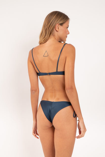 Model Back: Rio De Sol Bottom Bottom Shimmer-Shark Cheeky-Tie-Gold