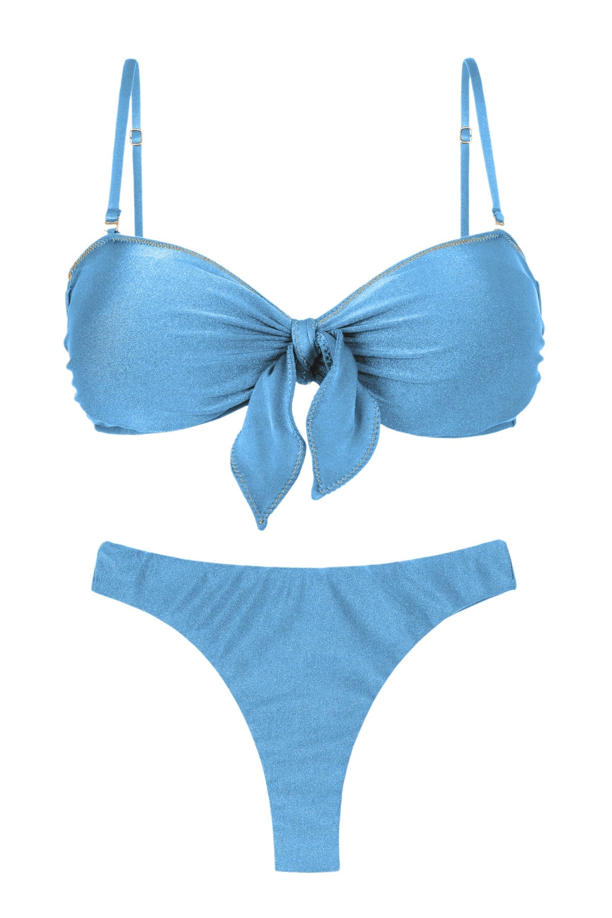 Product Front: Rio De Sol Two Piece Swimwear Set Shimmer-Baltic-Sea Bandeau-Knot Nice-Fio