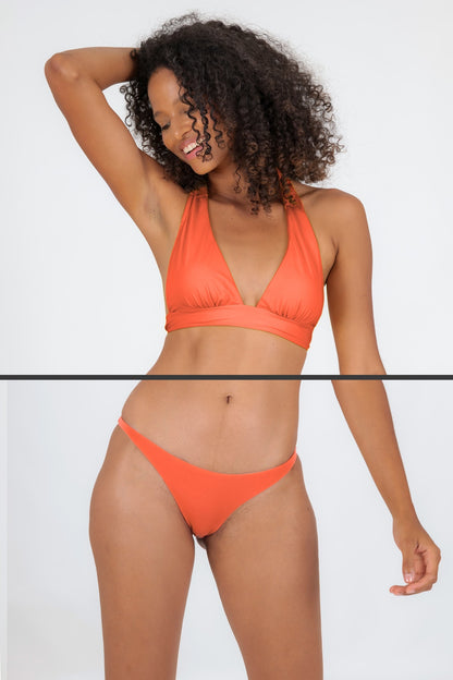 Model Front: Rio De Sol Two Piece Swimwear Set Light-Peach Halter-Cos Leblon-Fio