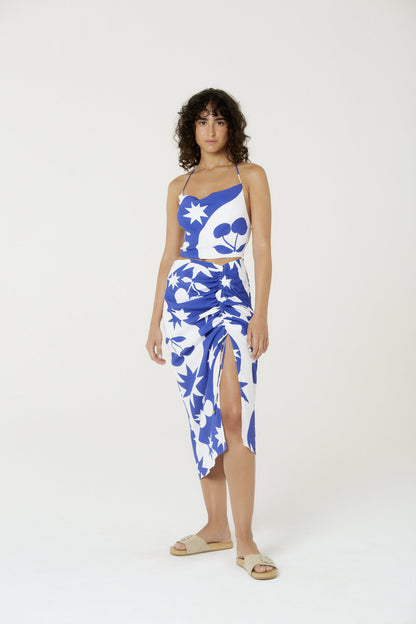 Model Front: Blueman Beach Skirt Bottom Set Cerise