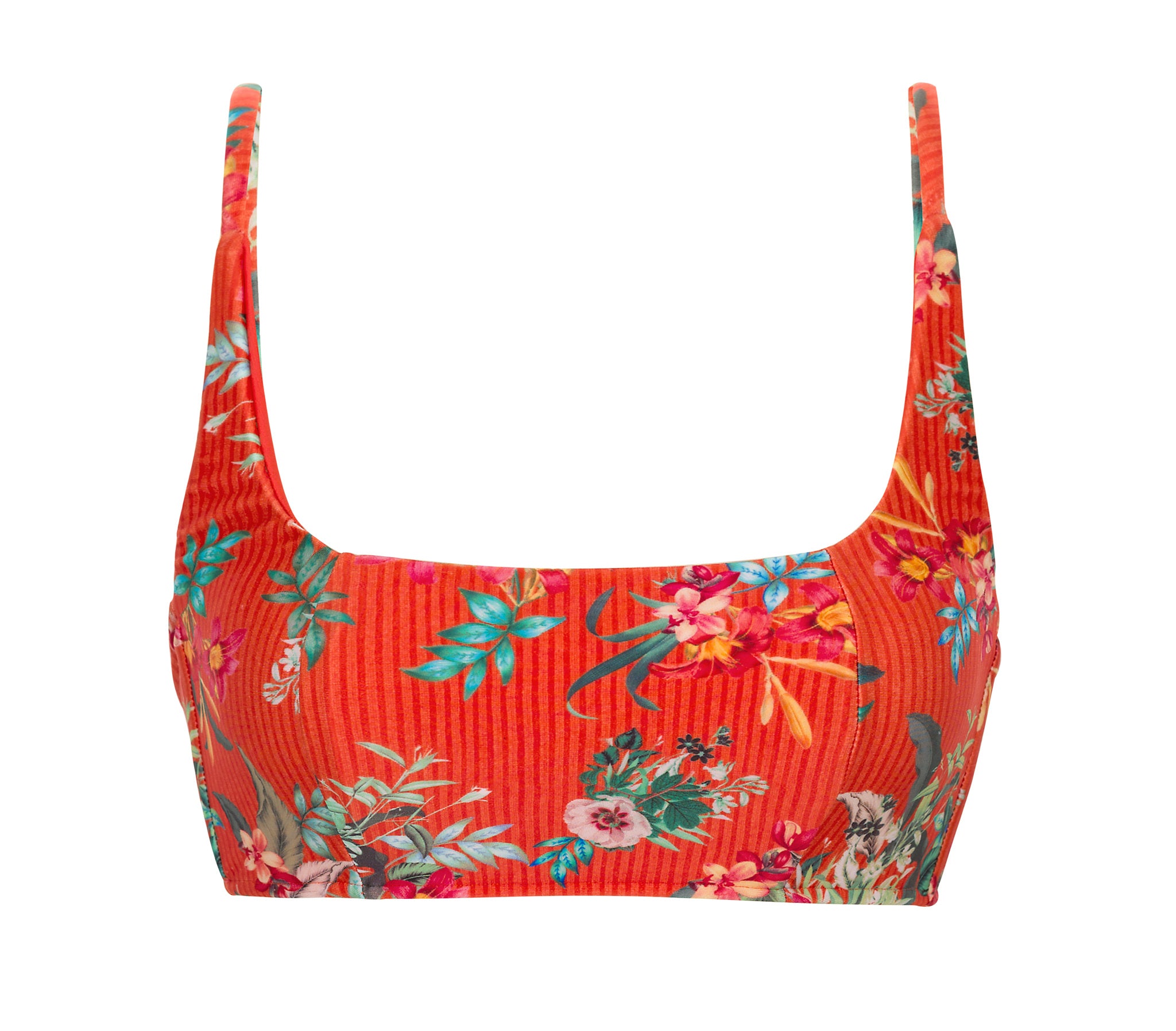 Rio de Sol Wildflowers Bralette - Red Floral Swimwear Top (UPF 50