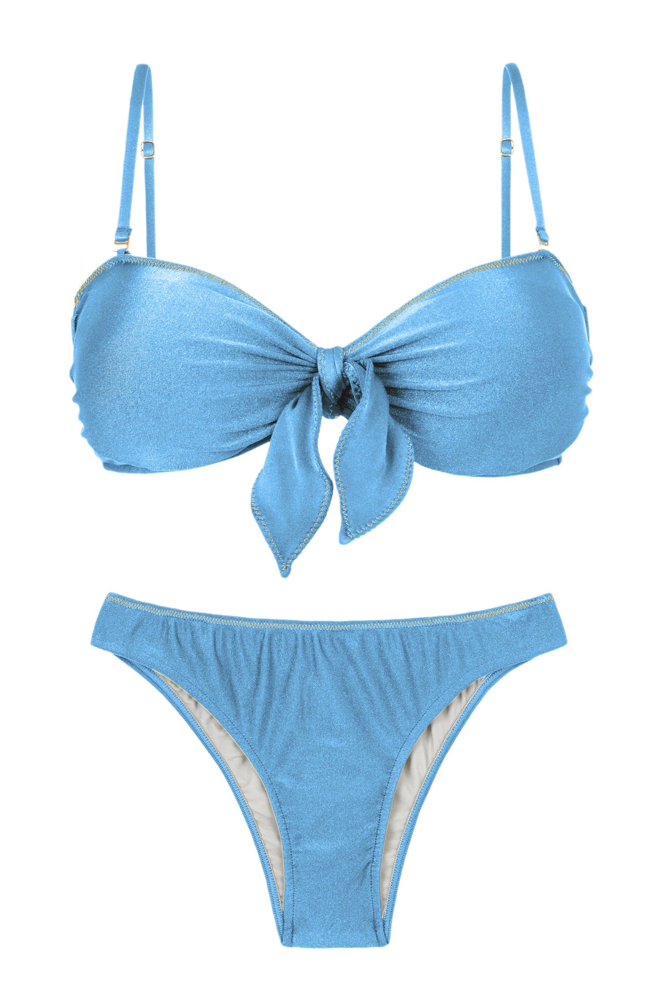 Product Front: Rio De Sol Set Set Shimmer-Baltic-Sea Bandeau-Knot Essential