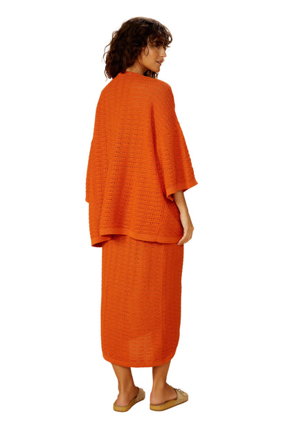 Image 05: Blueman Beach Skirt Laranja-Tricot Saia