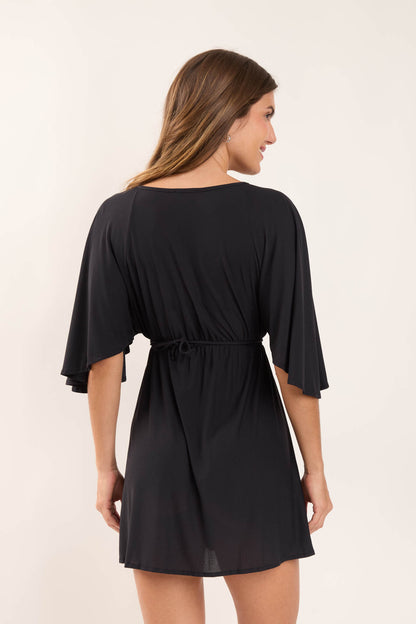 Model Back: Rio De Sol Mini Dress Black Mini Dress