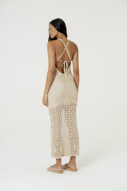 Model Back: Blueman Maxi Dresses Vestido Longo Tricot Lurex