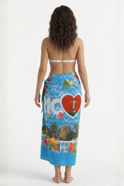 Model Back: Bali Blue Pareo Canga Love Rio New