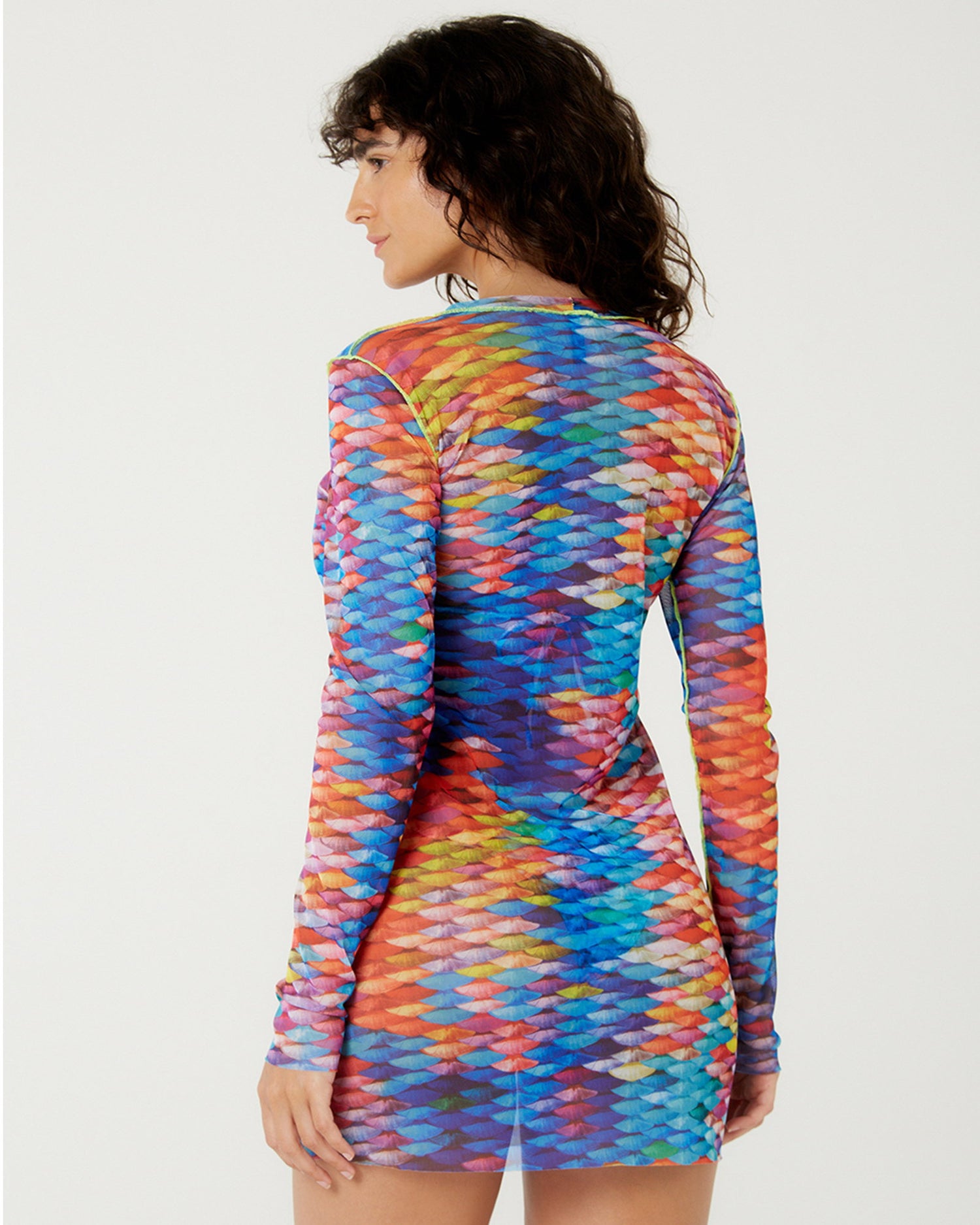 Image 06: Blueman Mini Dress Vestido Tule Manga Longa Escama