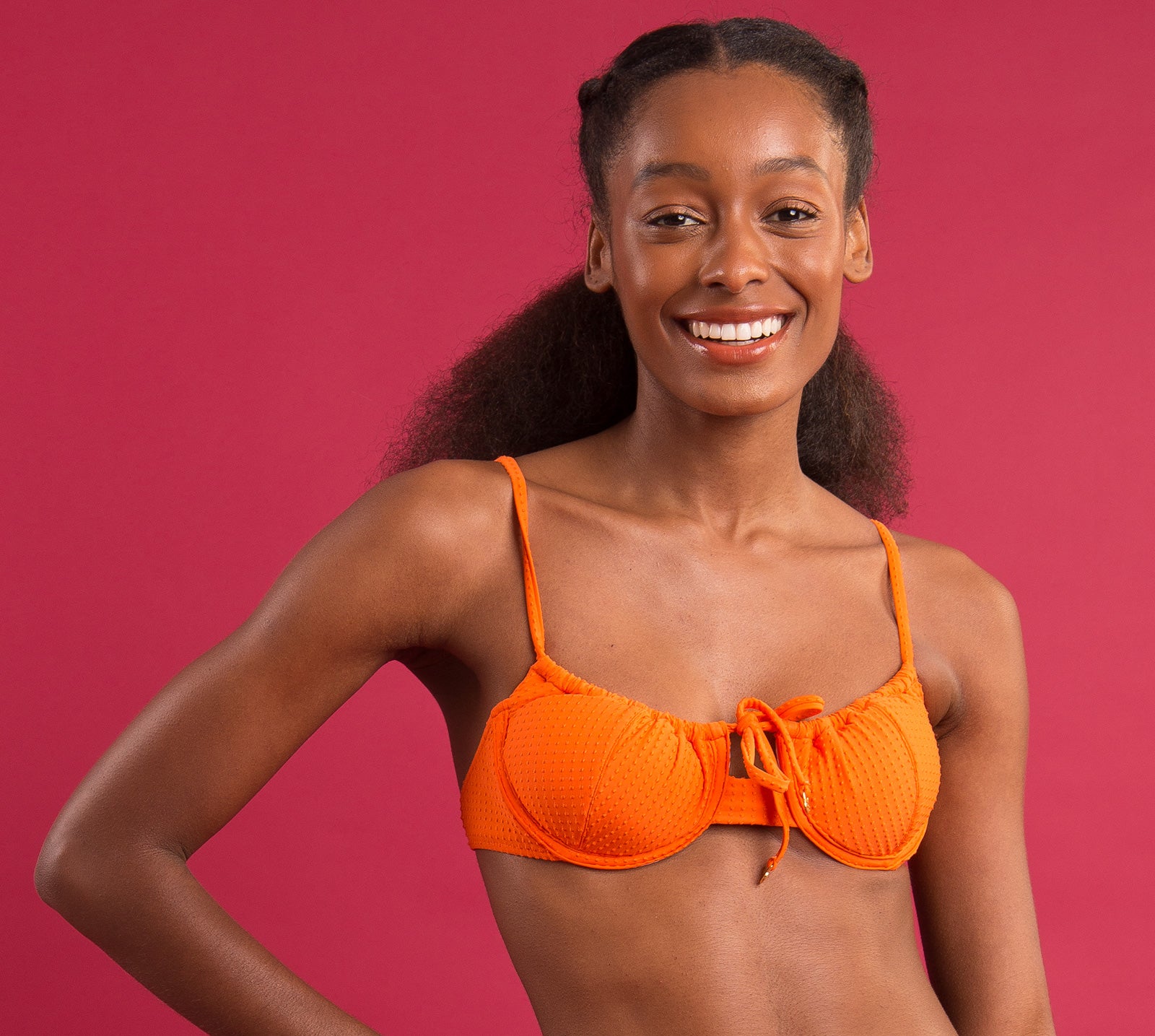 Image 09: Rio De Sol Top Top Dots-Orange Balconet-Tie