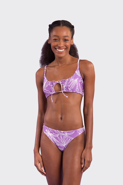 Model Front: Rio De Sol Two Piece Swimwear Set Trail-Purple Tank-Tie Essential-Comfy