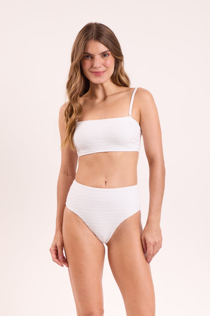 Image 05: Rio De Sol Two Piece Swimwear Set Memphis-White Bandeau-Reto Hotpants
