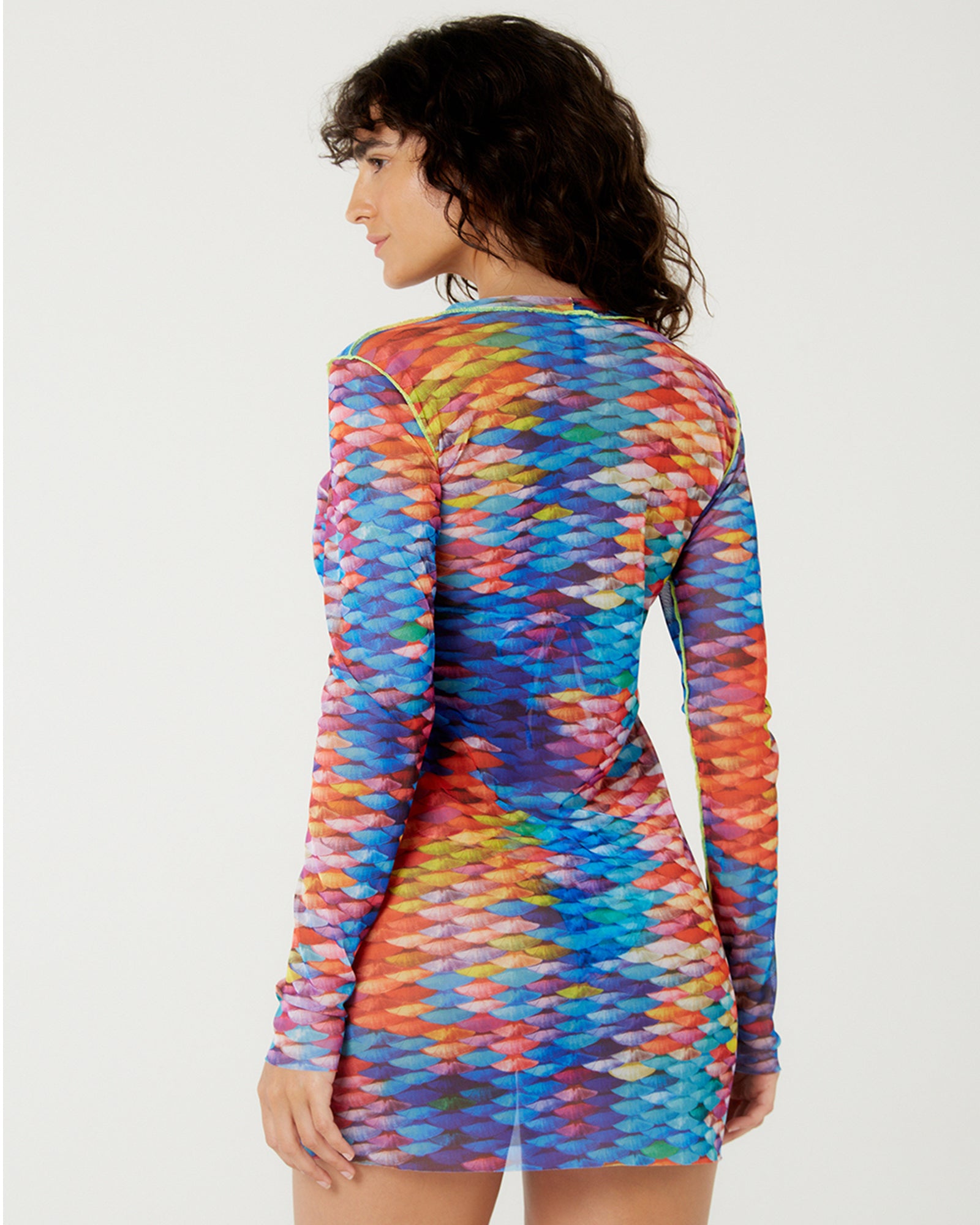 Image 06: Blueman Mini Dress Vestido Tule Manga Longa Escama