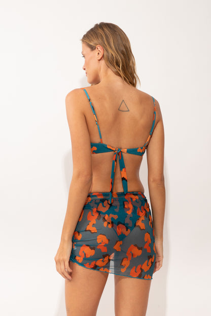 Model Back: Rio De Sol Beach Skirt Luma Mini Skirt Ruched