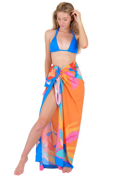 Model Front: Rio De Sol Pareo Orange Bloom Canga