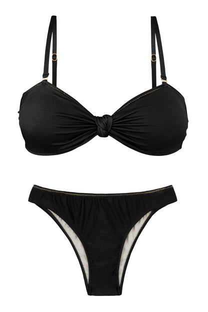 Product Front: Rio De Sol Set Set Shimmer-Black Bandeau-Joy Essential