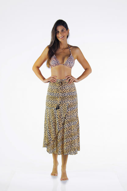 Model Front: La Playa Beach Skirt Saia Babado Guepardo